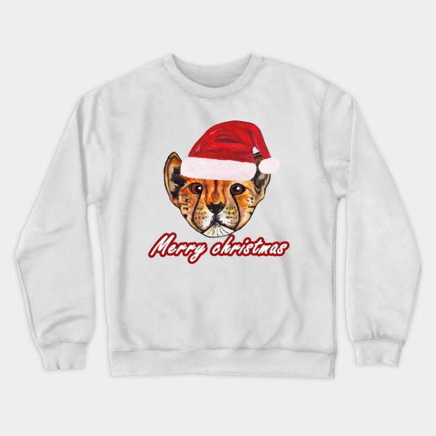 Christmas cheetah Crewneck Sweatshirt by deadblackpony